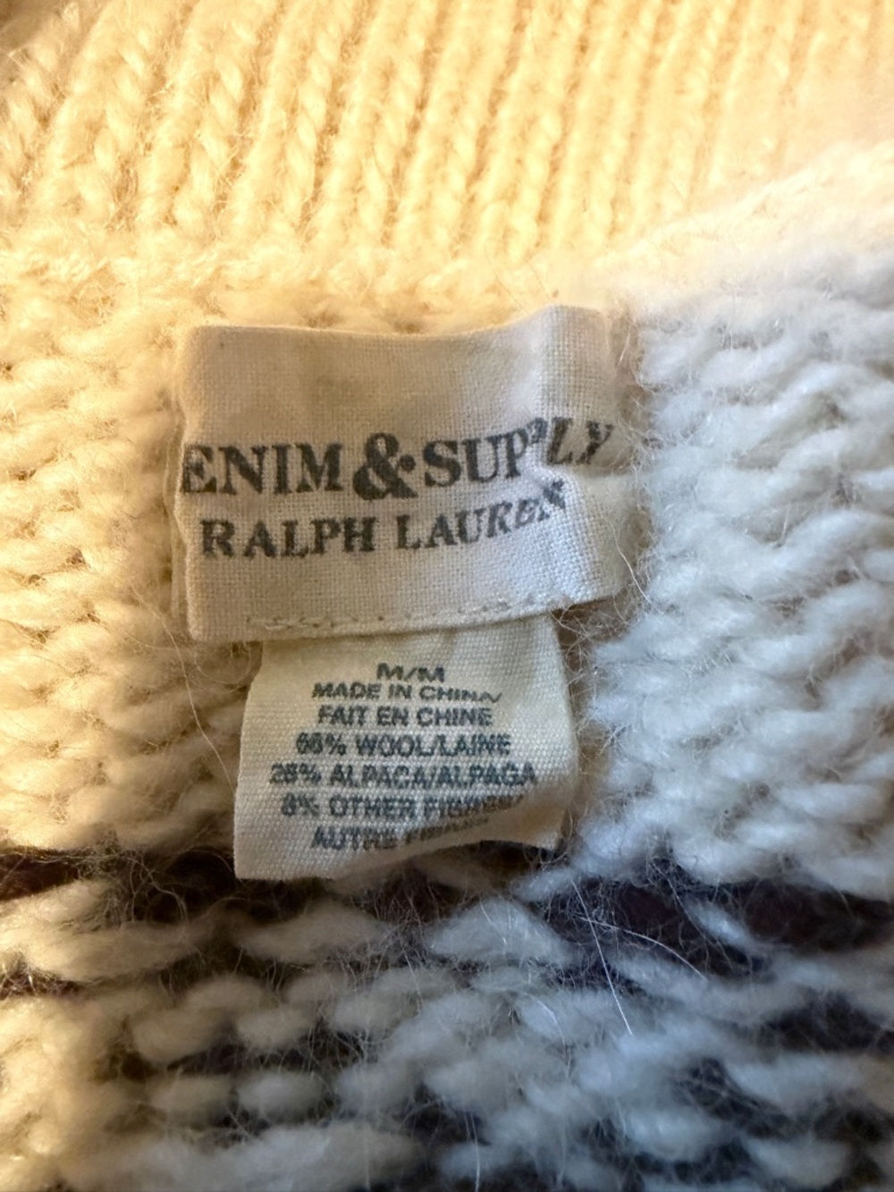Denim & Supply Ralph Lauren Cream and Brown Nordic Shawl-Collar Cardigan - Picture 2 of 3